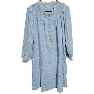 Vintage Mamary Blue Floral Nightgown Womens Size 2X Modest Long Retro Prairie